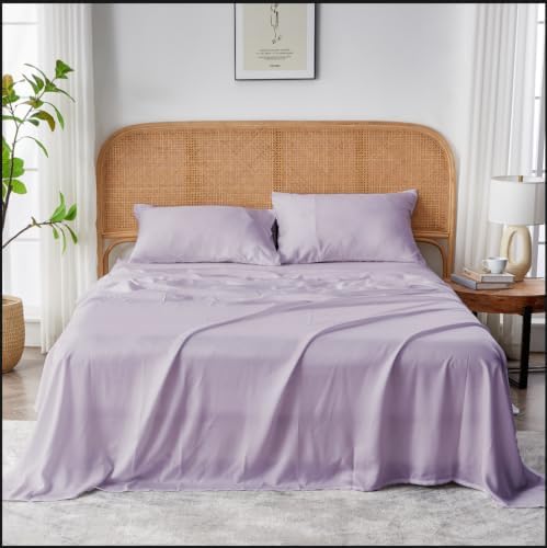 Sijo AiryWeight Tencel Sheet Set, 100% Lyocell Derived from Eucalyptus, Buttery Soft, Architectural Digest Best Cooling Sheets Winner, 1 Top Sheet Only (Lavender, Full/Queen)