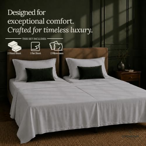 CLOUDSCAPE LINEN Millennium Series 100% Cotton Sheet Split King,Silver