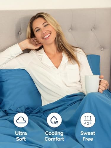 Extra Deep King Sheet Set - 4 Piece Breathable Cooling Sheets - Denim Blue