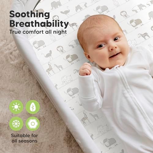 2pk Organic Baby Bassinet Sheets Boys, Girls, Fitted Sheet (Savannah)
