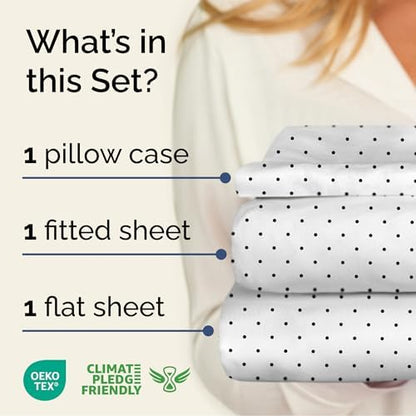 Twin 3 Piece Luxury Striped Sheet Set - Soft, Breathable & Cooling - Dots