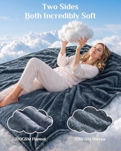 Soft Heated Blanket Twin: Fluffy 220GSM Flannel and Sherpa Cozy Warm