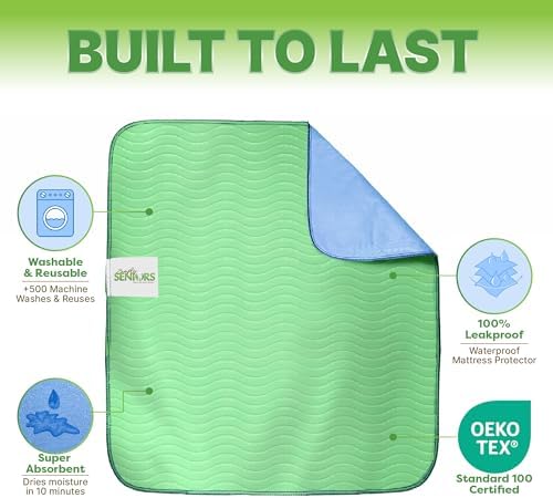 Bed Pads Washable Waterproof 34"x36"- Pack of 2 Incontinence Bed Pads