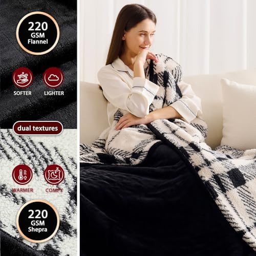 JKMAX Heated Electric Blanket Twin Size - 62"x84" Flannel Heating Blanket with 10 Heating Levels & 5 Time Settings Over-Heat Protection, Winter Warmer for Adults with ETL Certification（Black）