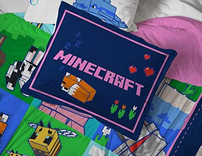 Minecraft Twin Comforter Set 5 Piece Soft Kids Bedding for Girls, Multi