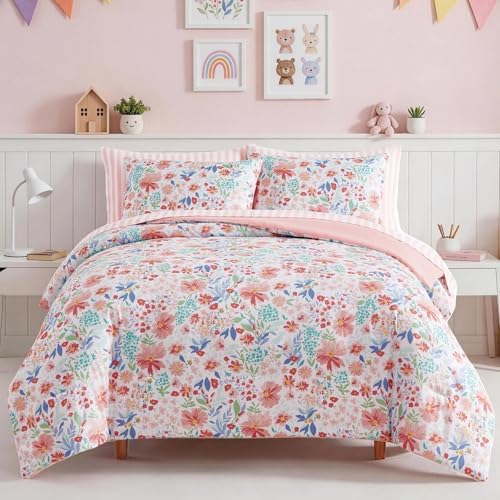 Full Size Comforter Sets for Girls - 7 Pieces Floral Full Size Bedding Sets