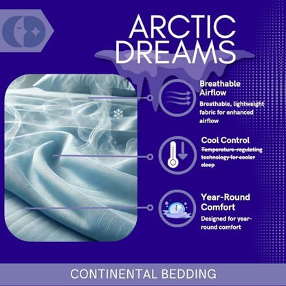 Continental Bedding Arctic Dreams Blue Cooling Comforter Duvet Breathable & Soft Polyester/Nylon Fabric - King Size 86 Inch x 102 Inch