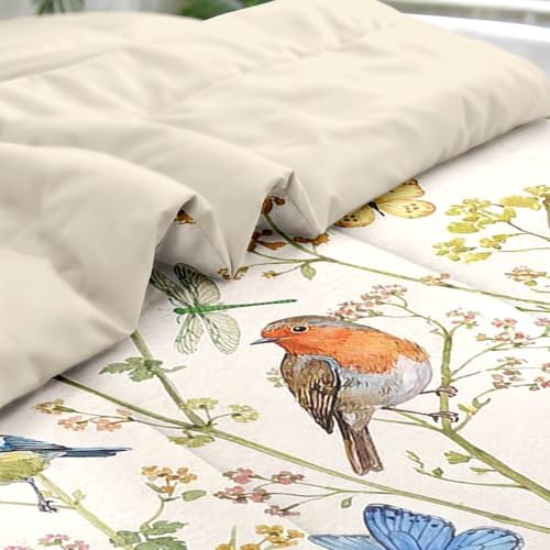 Pamnest Full Comforter Set with Sheets, 7 Pieces Vintage Birds Bedding