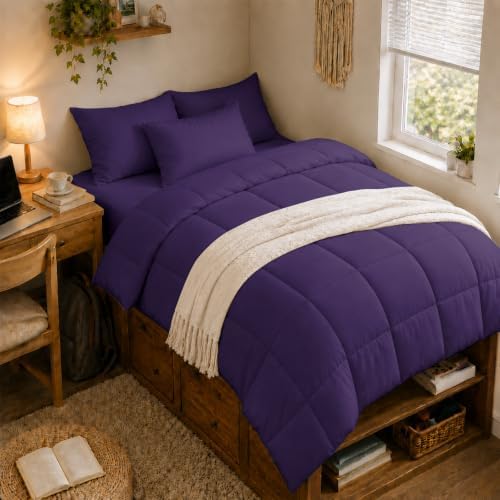 Anluoer Twin Comforter Set, 5 Piece Bed in a Bag Twin Bedding Sets