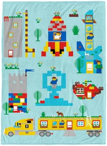 Jay Franco Kids Plush Throw Blanket – Soft & Cozy Fleece Throw for Bedroom & Couch Décor, Official Licensed Product, Blue - LEGO®, 60x90 - Large Blanket