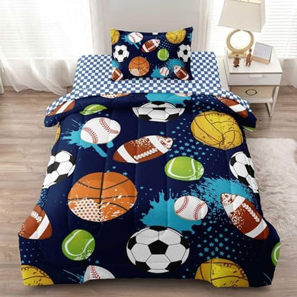 Kids Boys Sports Bedding Set Twin Bed in a Bag