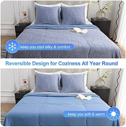 CHOSHOME Cooling Comforter Cooling Blanket, Q-Max 0.45 Cool Sleeping Summer Blanket for Hot Sleeper Night Sweats, Twin XL 60" x 90", Blue