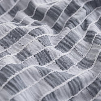 SLEEP ZONE Comforters Twin Set, Modern Lattice Bedding Set Gray 3 Pcs