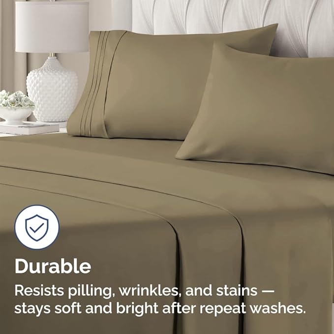 King Standard Pillow Cases Set of 2 - Ultra-Soft Hotel Quality Pillowcase Covers - Comfy, Cozy & Fade Free - Wrinkle Resistant - Machine Washable Pillow Protectors - 2 Piece Set - Khaki