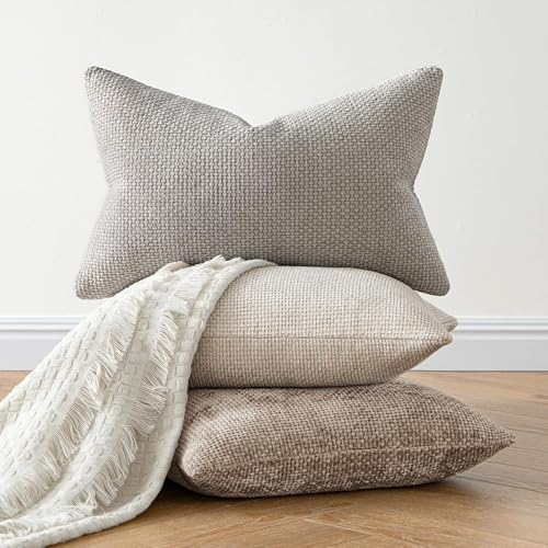 MIULEE Decorative Couch Throw Pillow Covers 22x22 Inch Light Khaki 2 Pack