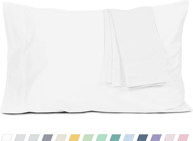Pillow Cases, King Size Cotton Percale Weave Pillowcases, Pre-Shrunk Breathable and Hypoallergenic Pillowcases, Set of 2 (2 Piece King 20 Inch x 40 Inch, White)