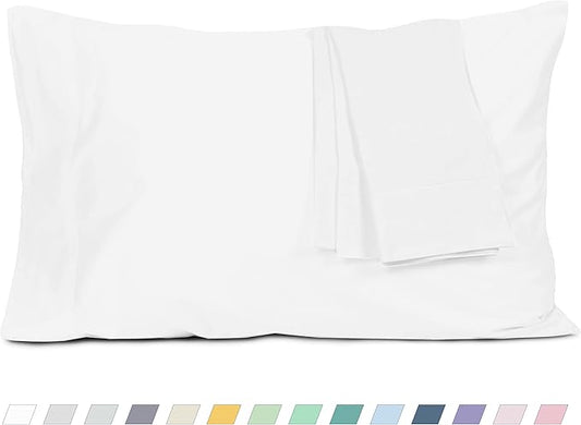 Pillow Cases, Standard Queen Size Cotton Percale Weave Pillowcases, Pre-Shrunk Breathable and Hypoallergenic Pillowcases, Set of 2 (2 Piece Standard/Queen 20 Inch x 30 Inch, White)