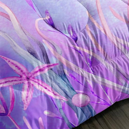 Kids Comforter Set Turtle Bedding Twin Size with 2 Pillowcases.