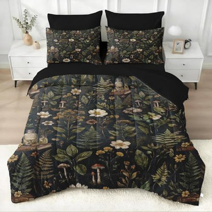 WeCozy Queen Comforter Set with Sheets, 7 Pieces Vintage Floral Bedding