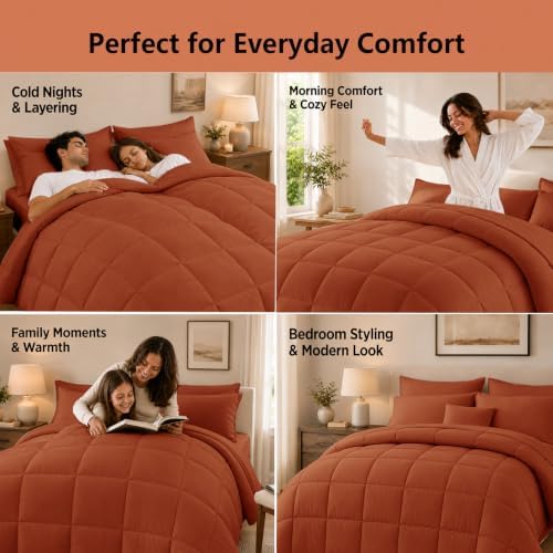 Anluoer Queen Comforter Set 7 Piece, Soft Bed in a Bag Queen Bedding Sets