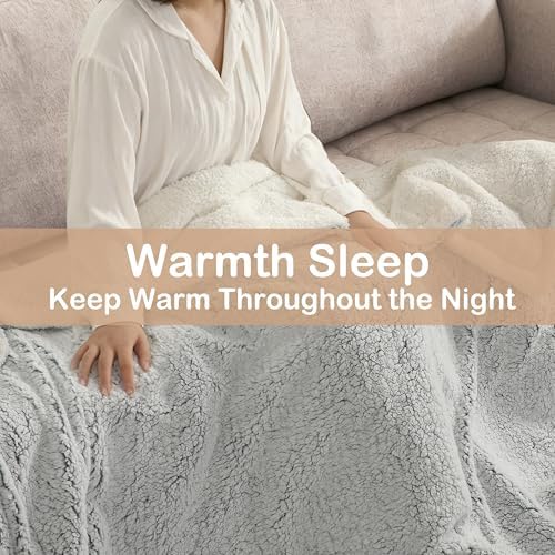 Eydna Electric Heated Blanket Full Size 72"×84" with 9 Heating Levels & 1-10Hs Auto Off，Double Sided Plush Sherpa, Energy Efficient, Machine Washable, for Couch & Bed, Mom's Gift- Light Gradient Blue