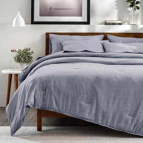 Bare Home Bed-in-A-Bag 7 Piece Set (Cal King, Heathered Midnight Blue)