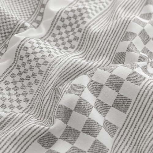 SLEEP ZONE Comforters Cal King Set, Striped Lattice Bedding Set Gray 3 Pcs