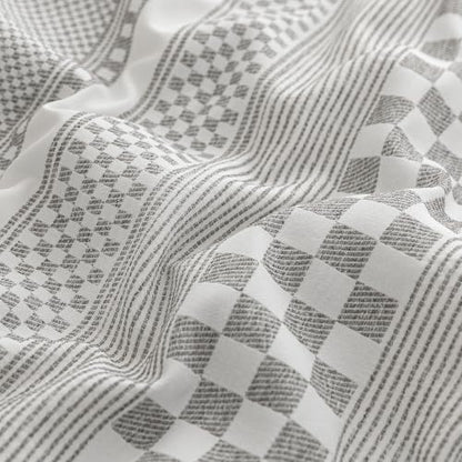 SLEEP ZONE Comforters Cal King Set, Striped Lattice Bedding Set Gray 3 Pcs