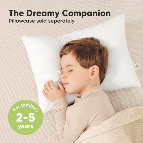 KeaBabies 2pk Toddler Pillows 2 Year Old to 5,13x18 Kids Pillow(Soft White)