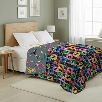 Northwest Power Rangers Rangers Go Full/Queen Quilted Blanket, Comfy Throw, Adults Boys Girls, Soft Lightweight Bedding for Bed, or Couch, 90 x 90 inches