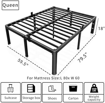 ROIL 18 Inch Queen Bed Frame with Rounded Corner & 4 Mattress Baffles