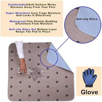 Washable Puppy Pads - Reusable, Super Absorbing, Waterproof, Large Dog Pee Pads for Dog Bed Mat