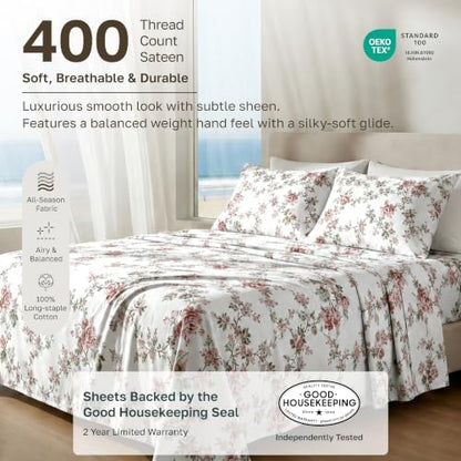 California Design Den Soft 100% Cotton Sateen Twin XL Sheets Set, 3 Pcs