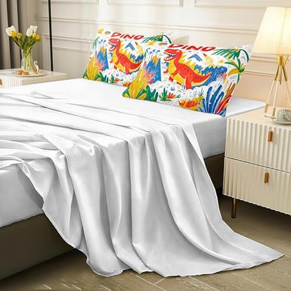 Helloosun 5PCS Dinosaur Comforter Sets Twin,Cartoon Dinosaur Bedding Sets for Kids,Colourful Toddler Comforter Twin