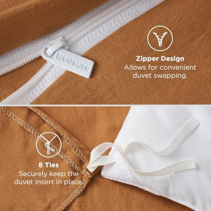 Bedsure Prewashed Twin/Twin XL Duvet Cover, Cotton-Like Bedding Set, Gold