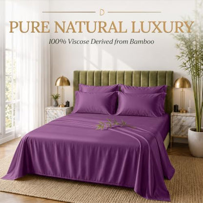 DECOLURE 100% Viscose Derived from Bamboo Sheets Twin Size | 4 Pc Bed Set