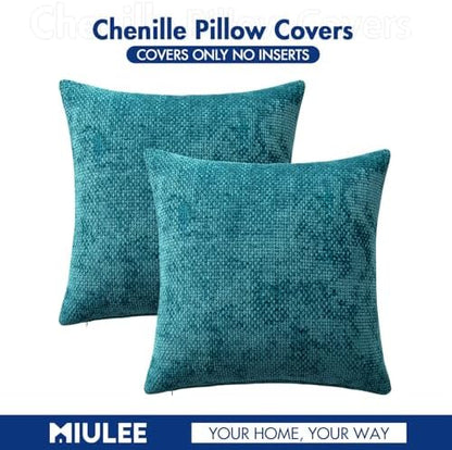 MIULEE Decorative Couch Throw Pillow Covers 18x18 Inch Coastal Teal 2 Pack