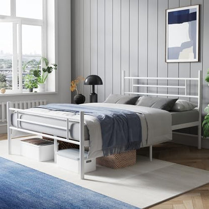 Avenco Metal Platform Bed Frame King Size with Classical Headboard and Footboard, 14 Inch, Under Bed Storage, Strong Metal Slats Support, Mattress Foundation, No Box Spring Needed