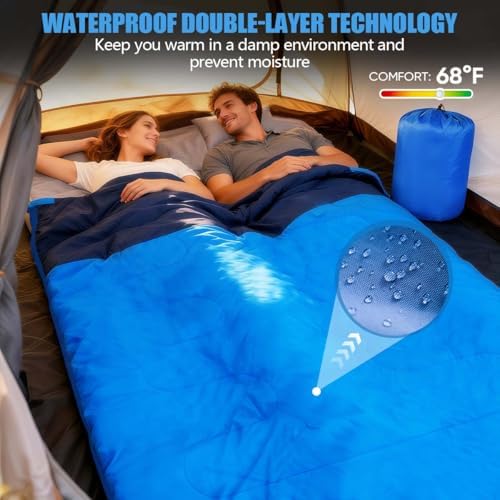 Camping Sleeping Bags for Adults Kids Waterproof Lightweight Sleeping Bag for Cold Weather or Warm Backpacking Hiking Mountaineering Indoor Outdoor Use