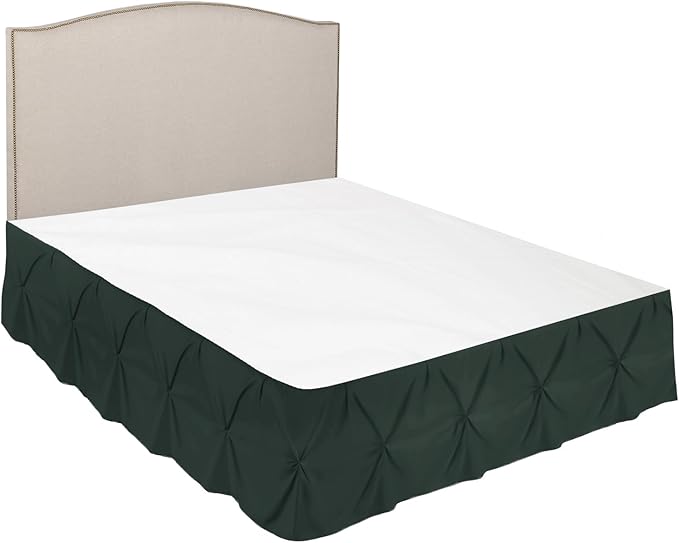 Nestl Forest Green Bed Skirt Twin Size, Pinch Pleat Twin Bed Skirt, 14" Inch Drop Twin Bedskirt, Hotel Quality Forest Green Bed Skirts, Microfiber Bedskirt for Twin Bed, Forest Green Twin Bed Skirt