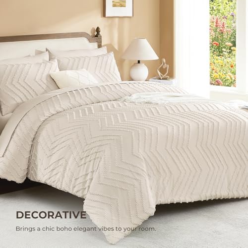 Litanika Beige Twin/Twin XL Comforter Set - 5 Pieces Boho Bed in a Bag