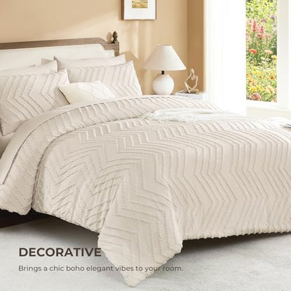 Litanika Beige Twin/Twin XL Comforter Set - 5 Pieces Boho Bed in a Bag