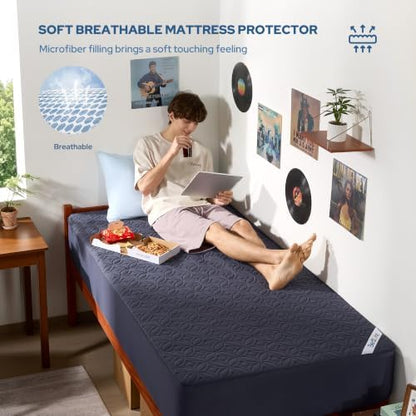 BEDLORE Waterproof Mattress Protector, Twin Size Mattress Pad