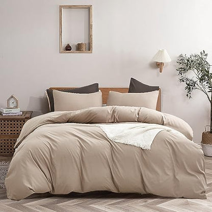 Wellboo Khaki Comforter Set Twin Size Cream Coffee Bedding Sets Dark Champagne Bed Quilts Solid Taupe Quilts Women Men Modern Oatmeal Brown Blankets Cream Khaki Comforters Plain Tan Taupe Color Bed