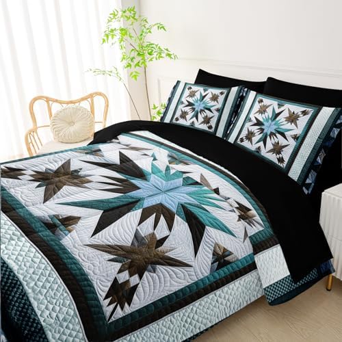 QOOMO Boho 7 Pieces Comforter Set Queen Size,Bohemia Bedding Set for Kids