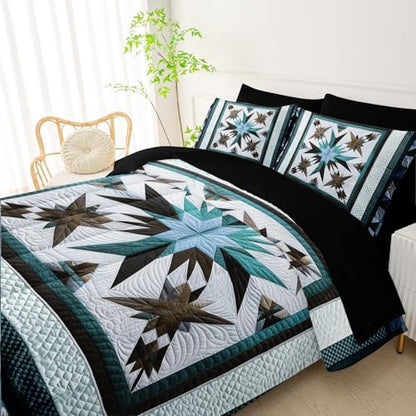 QOOMO Boho 7 Pieces Comforter Set Queen Size,Bohemia Bedding Set for Kids
