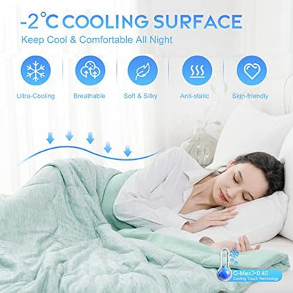 CHOSHOME Cooling Comforter Cooling Blanket, Q-Max 0.45 Cool Sleeping Summer Blanket for Hot Sleeper Night Sweats, Queen 90" x 90", Green