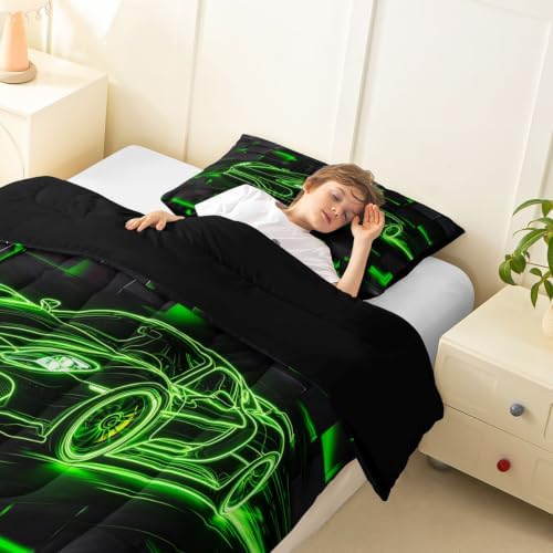 Feelyou Race Car Comforter Set King Size Bedding Set Breathable Soft