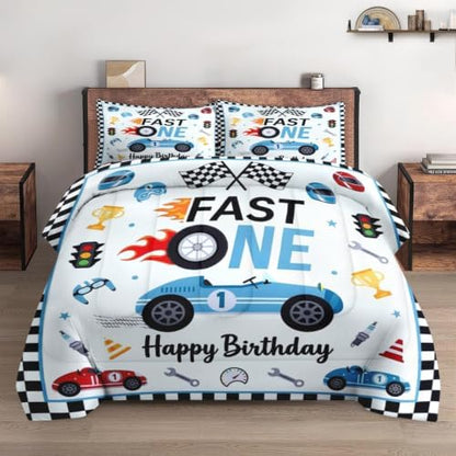 Pamnest Twin Comforter Set, 2 Pieces Birthday Car Bedding, All Season