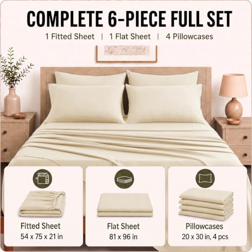 CozyLux Cal King Sheet Set 6-Piece, 21-Inch Deep Pocket, Soft Brushed Feel